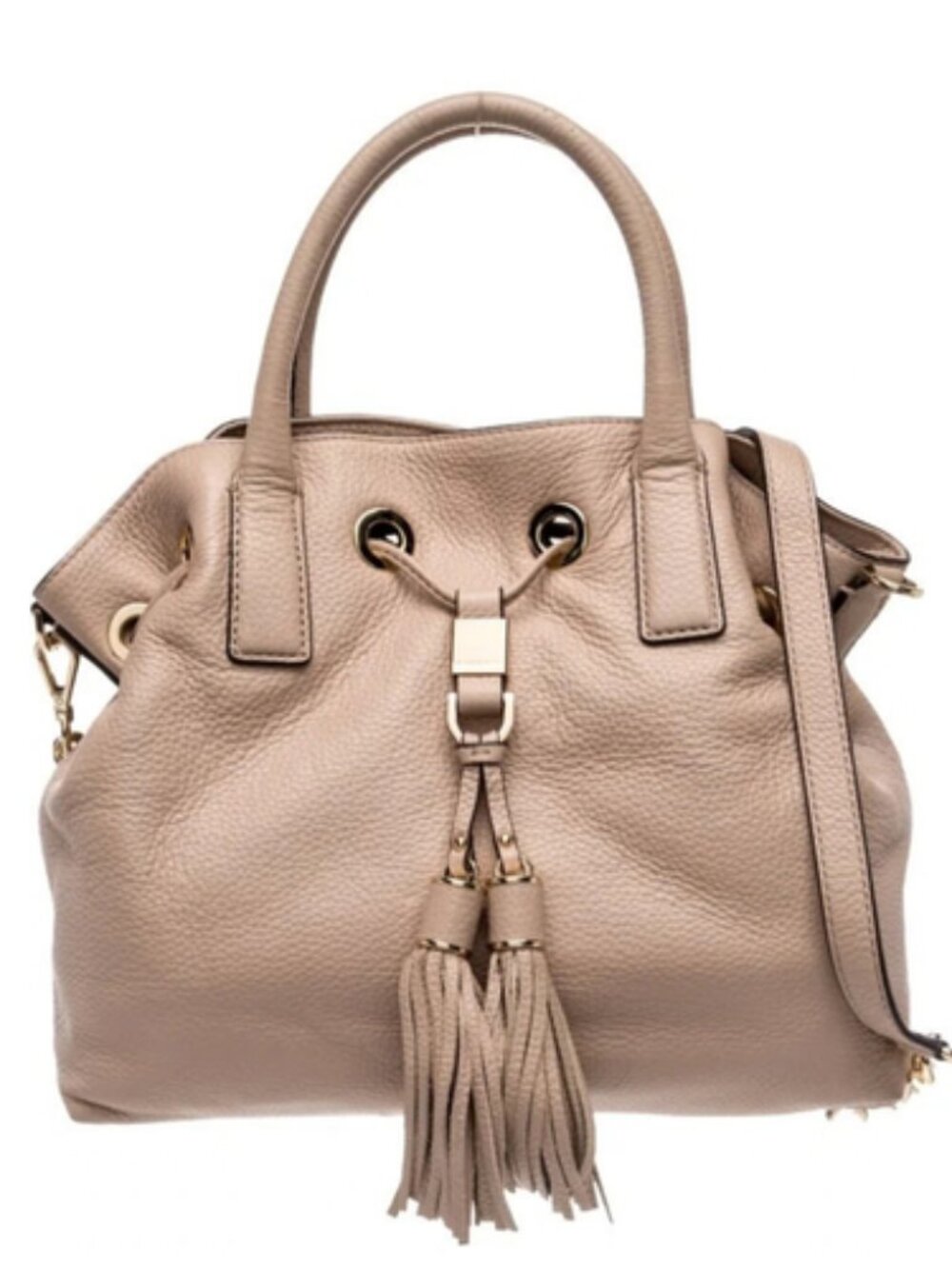 Michael Kors Tassel Shoulder Bag Neutrals Leather Gold-Tone Hardware